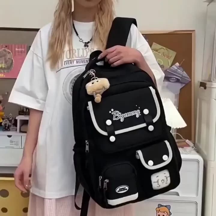 2025 New student Backpack For High School And Primary School Student Versatile Backpack Schoolbag with doll