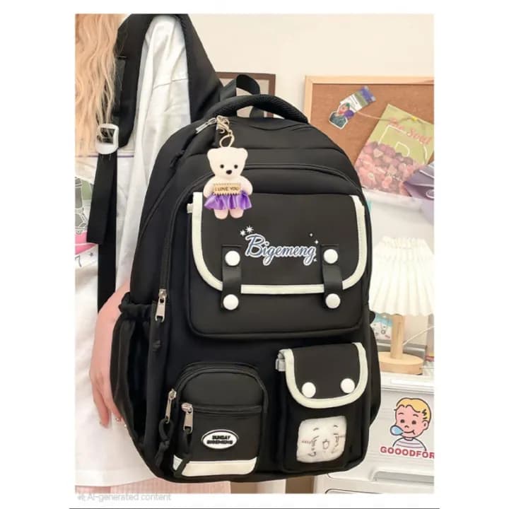 2025 New student Backpack For High School And Primary School Student Versatile Backpack Schoolbag with doll 2