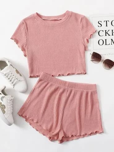 Cami Top Bottom T-shirt Set Lettuce