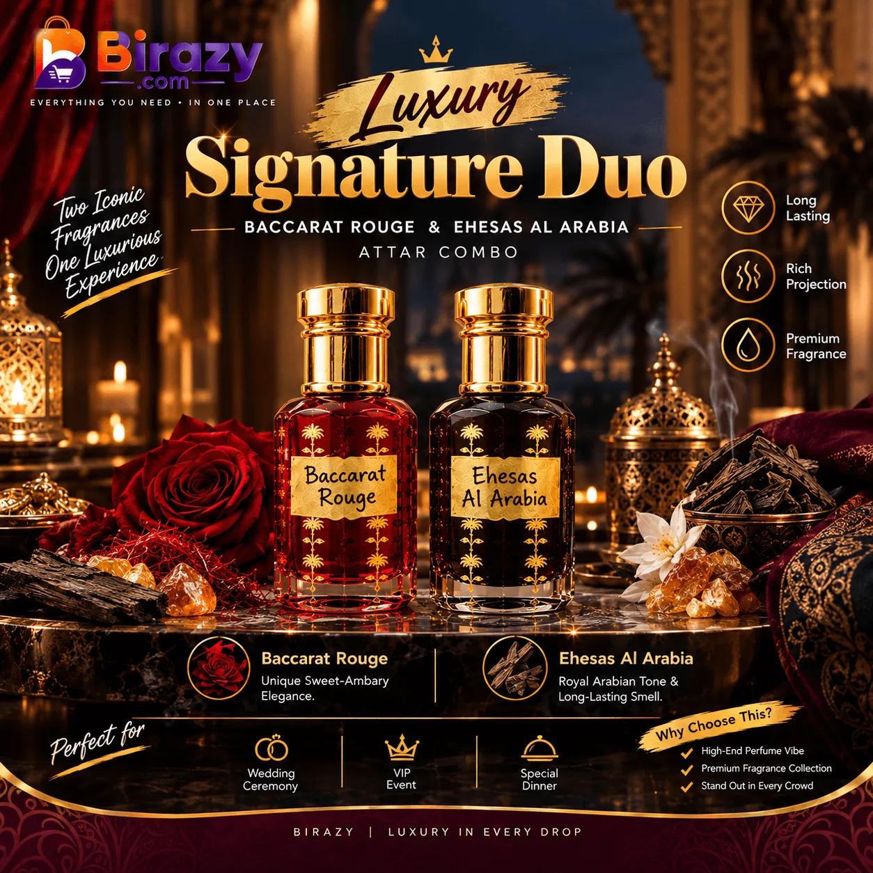 Luxury Signature Duo – Baccarat Rouge & Ehesas Al Arabia Attar Combo