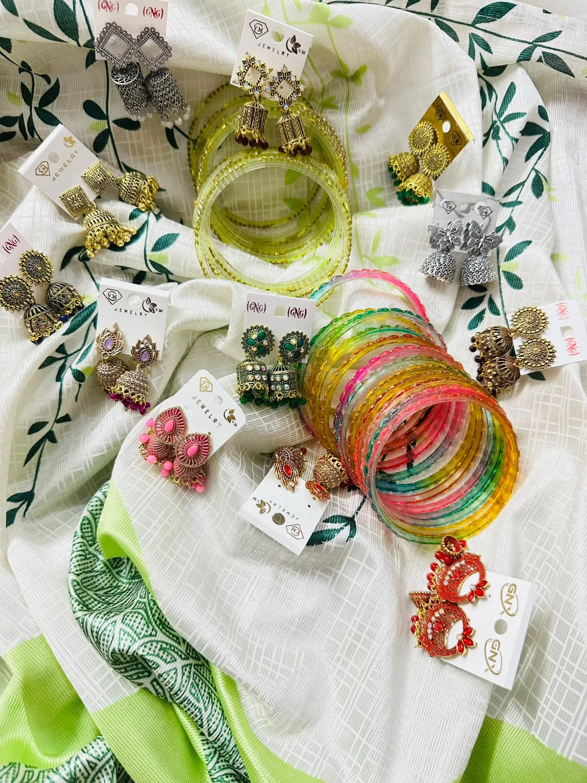 Jewellery Combo Pack | 12 Sets Earrings & 2 Sets Bangles Combo Pack